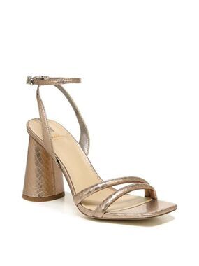 SAM Edelman BNWT "Kia" Pewter Metallic Block Heel New Ankle Strap Embossed